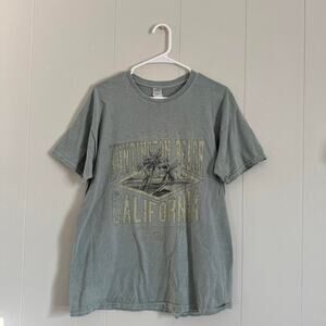 Huntington beach California faded vintage baby blue short sleeve t shirt large